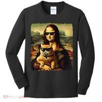 Mona Lisa Holding Cat Wearing Sunglass Kitty For Cats Lover Kids Long Sleeve Shirt thumb 0