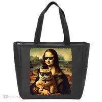Mona Lisa Holding Cat Wearing Sunglass Kitty For Cats Lover Tote Bag thumb 0