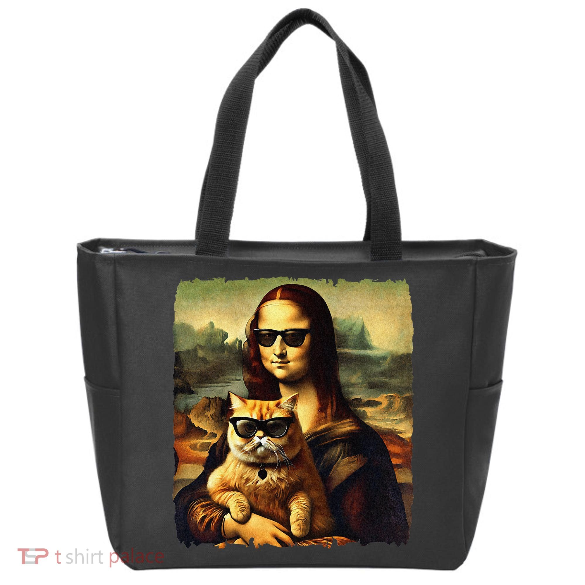 Mona Lisa Holding Cat Wearing Sunglass Kitty For Cats Lover Tote Bag