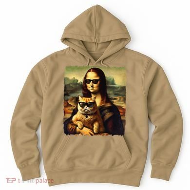Mona Lisa Holding Cat Wearing Sunglass Kitty For Cats Lover Hoodie