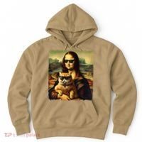 Mona Lisa Holding Cat Wearing Sunglass Kitty For Cats Lover Hoodie thumb 0