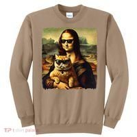 Mona Lisa Holding Cat Wearing Sunglass Kitty For Cats Lover Sweatshirt thumb 0
