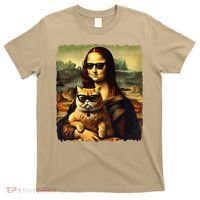 Mona Lisa Holding Cat Wearing Sunglass Kitty For Cats Lover T-Shirt thumb 0