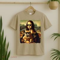 Mona Lisa Holding Cat Wearing Sunglass Kitty For Cats Lover T-Shirt thumb 2