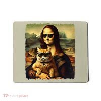 Mona Lisa Holding Cat Wearing Sunglass Kitty For Cats Lover Mousepad thumb 0