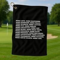 More Love Happiness Kindness Peace Laughs Music Golf Towel thumb 1
