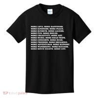 More Love Happiness Kindness Peace Laughs Music Kids T-Shirt thumb 0