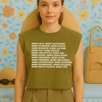 More Love Happiness Kindness Peace Laughs Music Garment-Dyed Women's Muscle Tee thumb 4