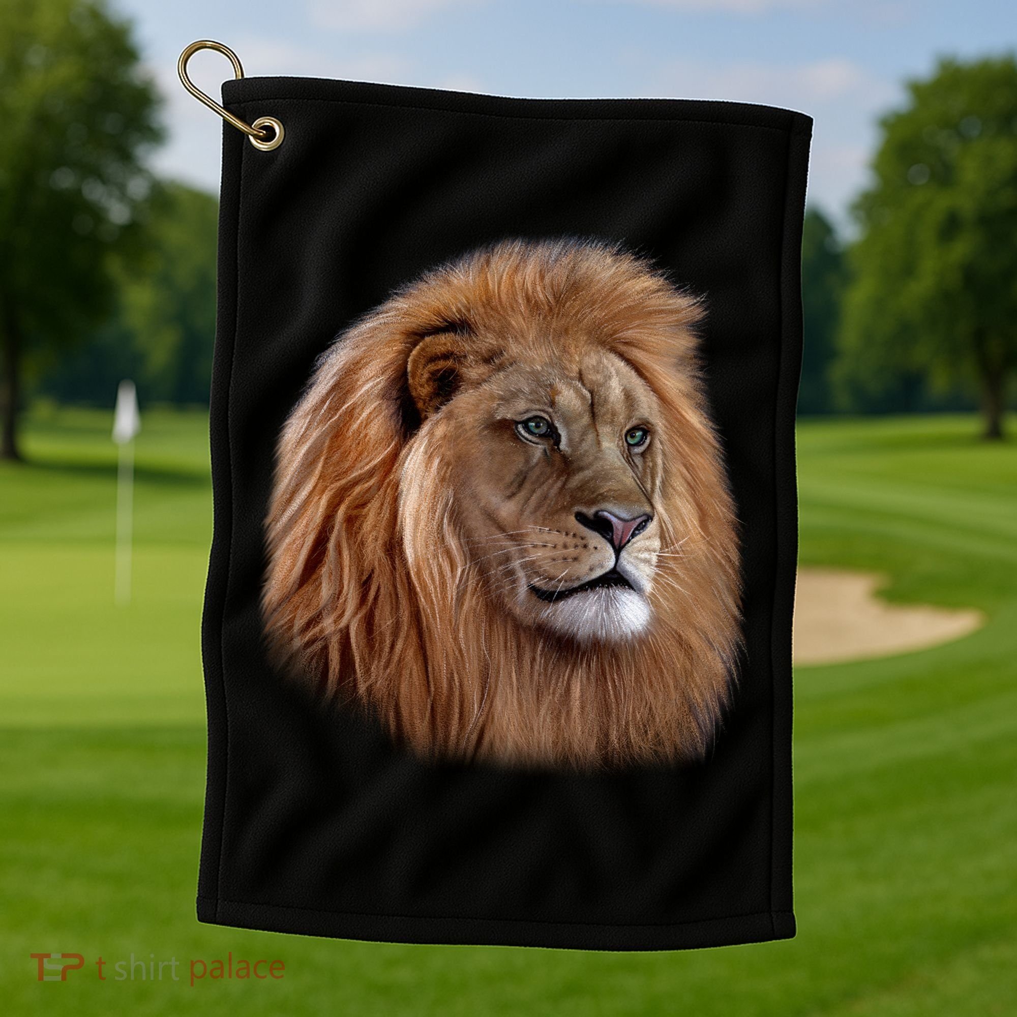 Majestic Lion Head Golf Towel