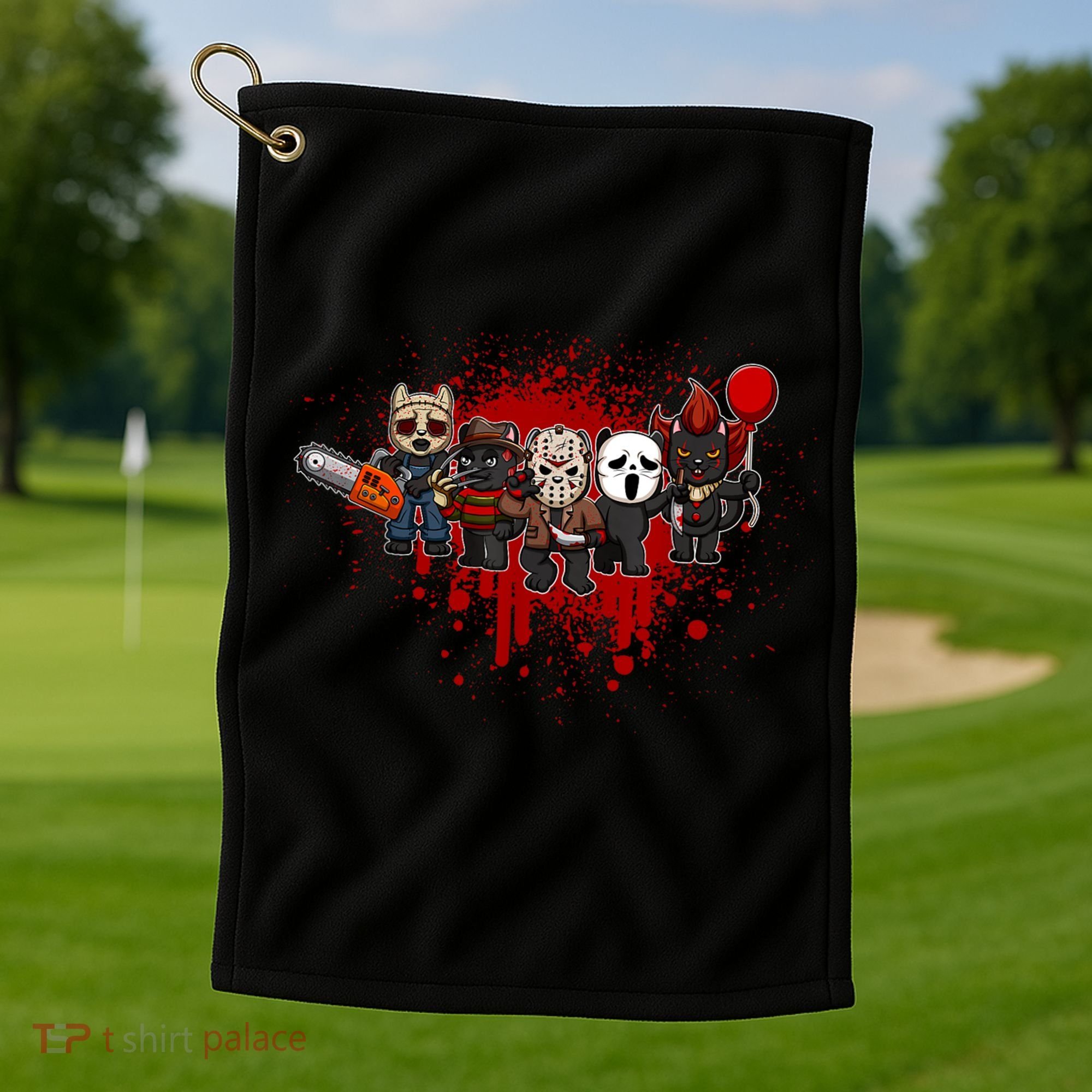 My Little Horror Crew Halloween Black Cat Golf Towel