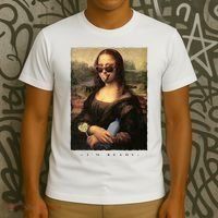 Mona Lisa I'm Ready Funny Party T-Shirt thumb 3