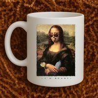 Mona Lisa I'm Ready Funny Party Coffee Mug thumb 2