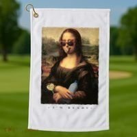 Mona Lisa I'm Ready Funny Party Golf Towel thumb 1
