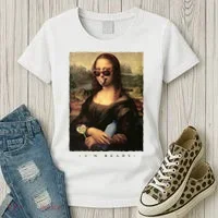Mona Lisa I'm Ready Funny Party Women's T-Shirt thumb 3