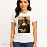 Mona Lisa I'm Ready Funny Party Women's T-Shirt thumb 4
