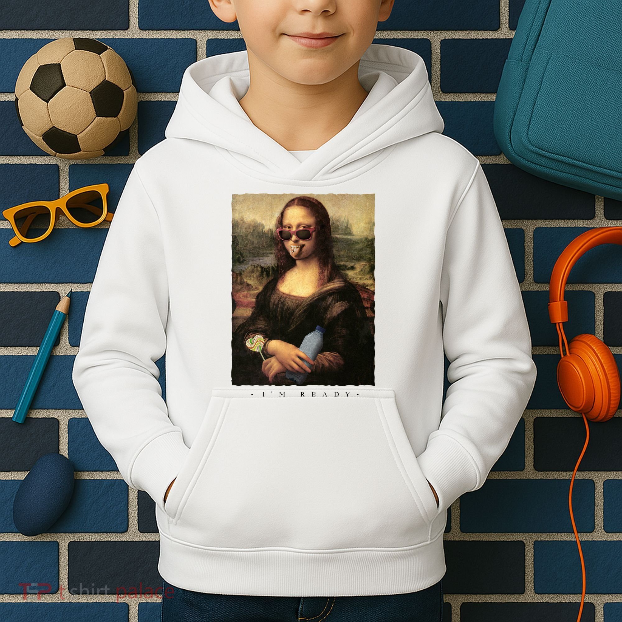 Mona Lisa I'm Ready Funny Party Kids Hoodie