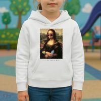 Mona Lisa I'm Ready Funny Party Kids Hoodie thumb 3