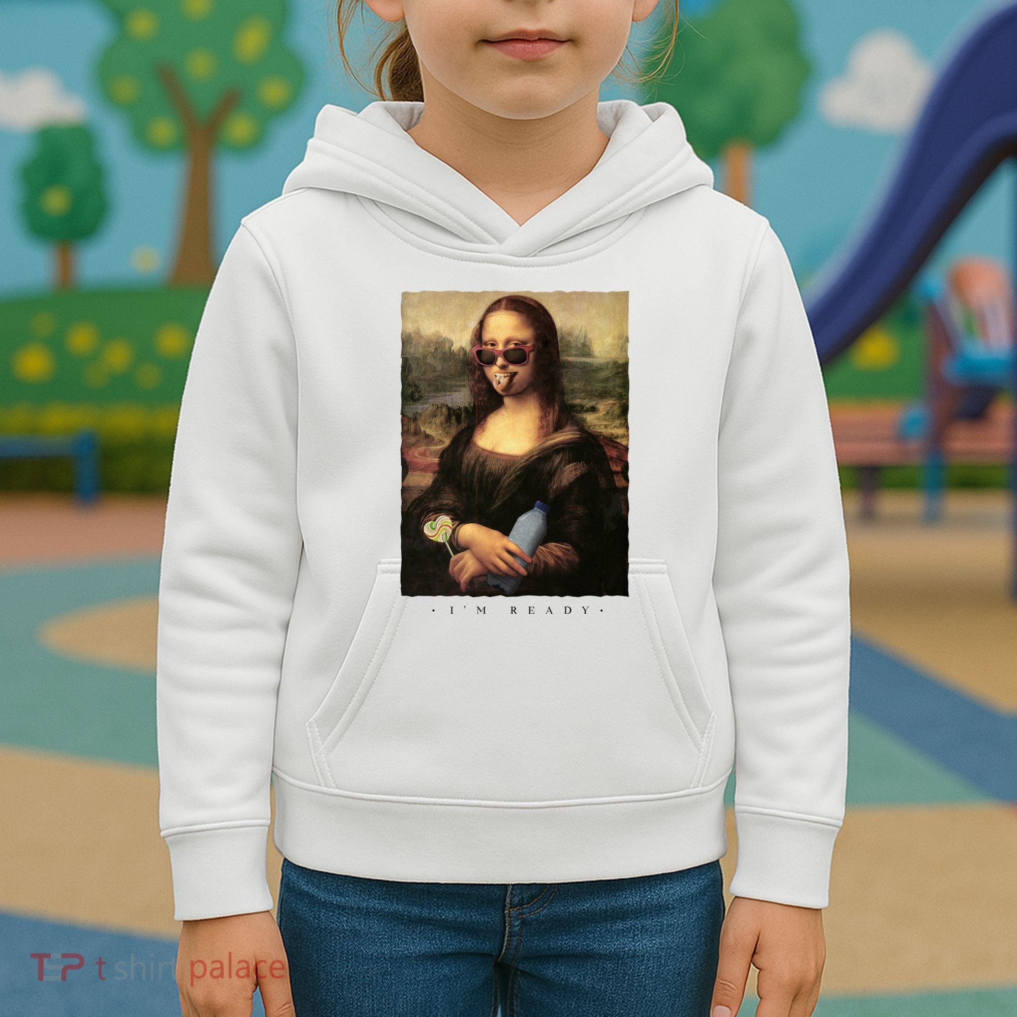 Mona Lisa I'm Ready Funny Party Kids Hoodie