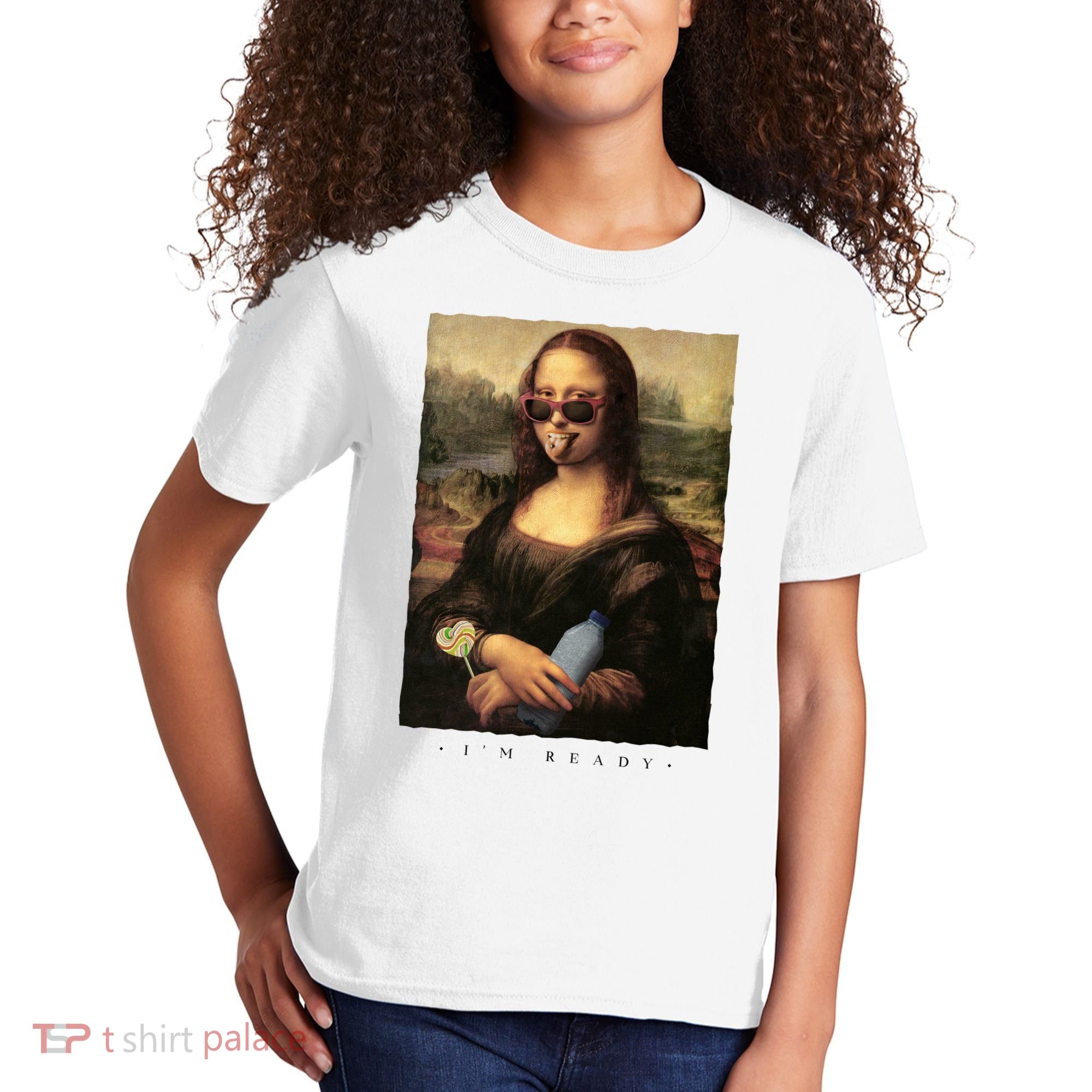 Mona Lisa I'm Ready Funny Party Kids T-Shirt