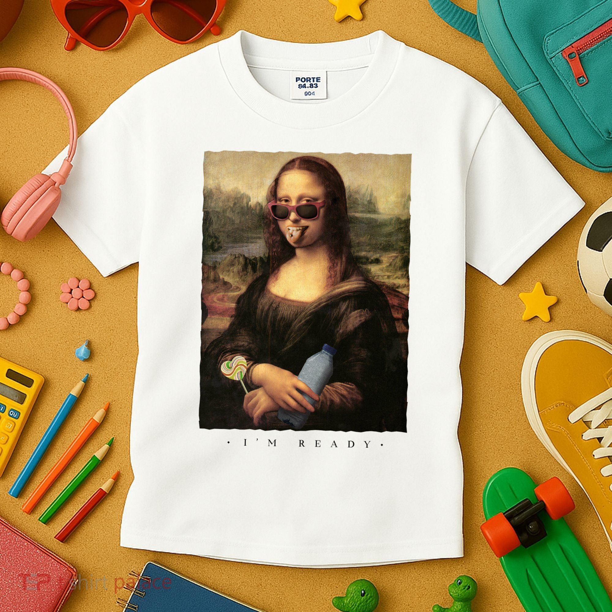 Mona Lisa I'm Ready Funny Party Kids T-Shirt