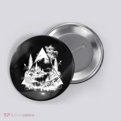 Mountain Landscape In A Triangle Button