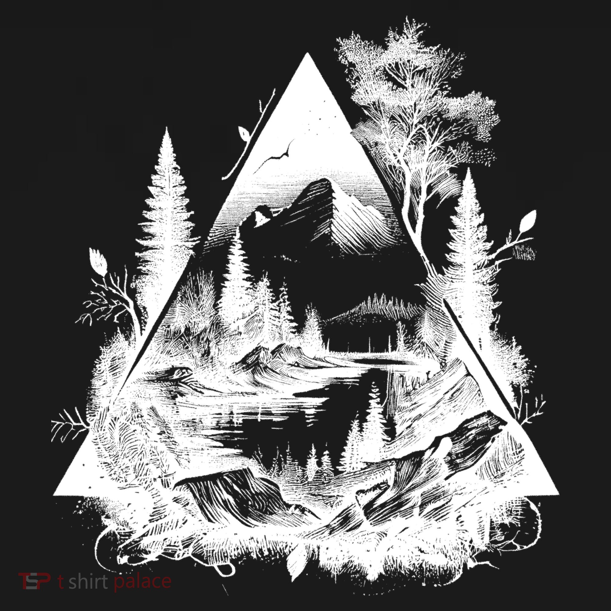 Mountain Landscape In A Triangle Button
