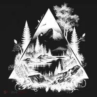 Mountain Landscape In A Triangle Bucket Hat thumb 4