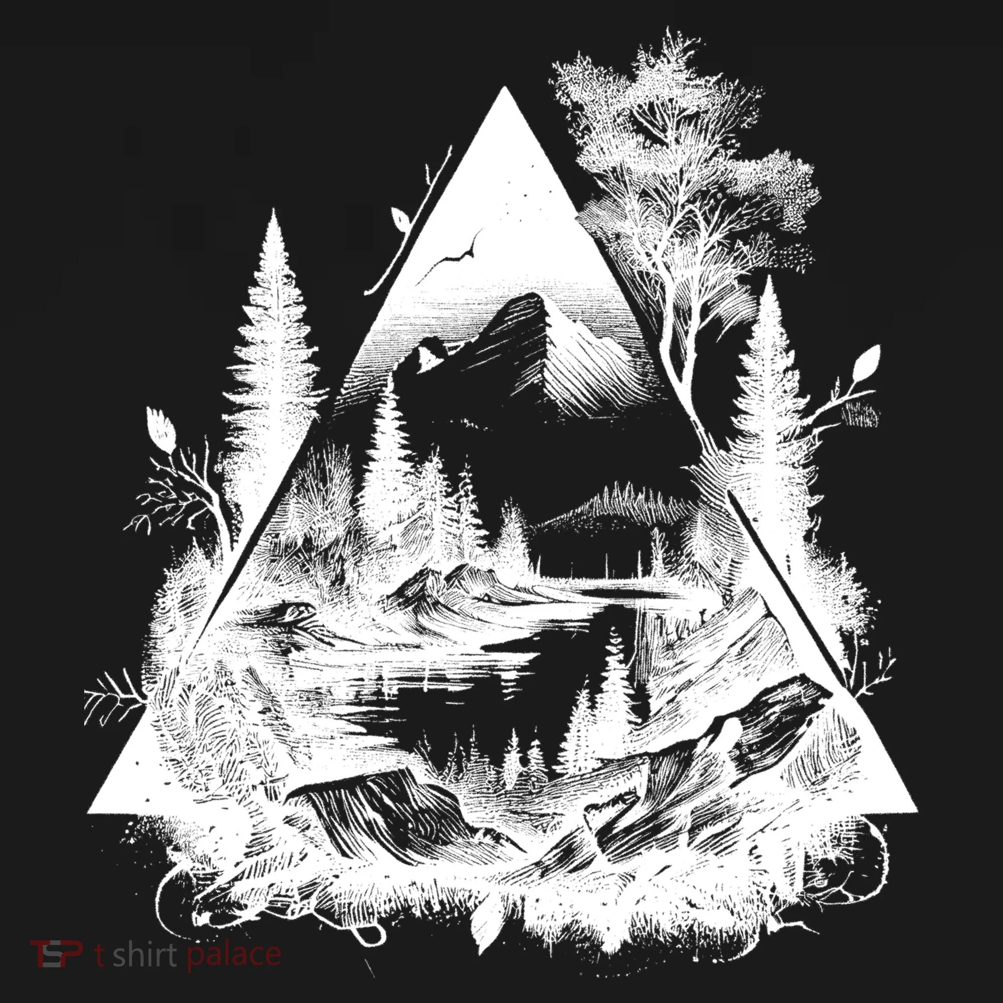 Mountain Landscape In A Triangle Bucket Hat
