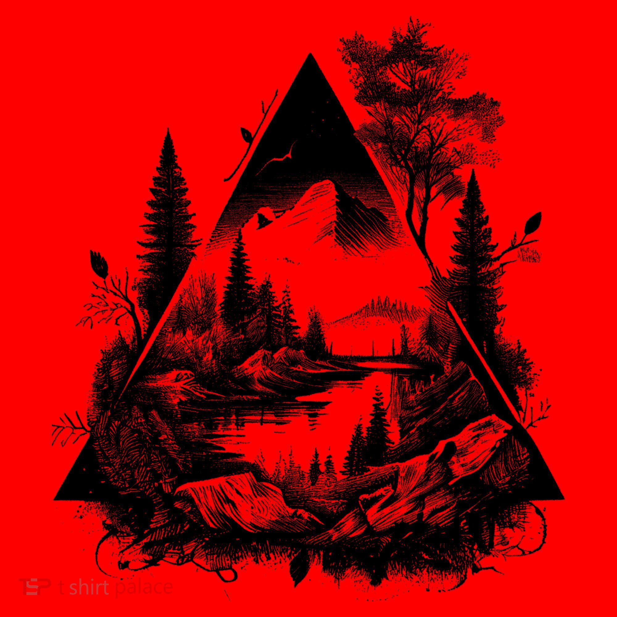 Mountain Landscape In A Triangle Santa Hat
