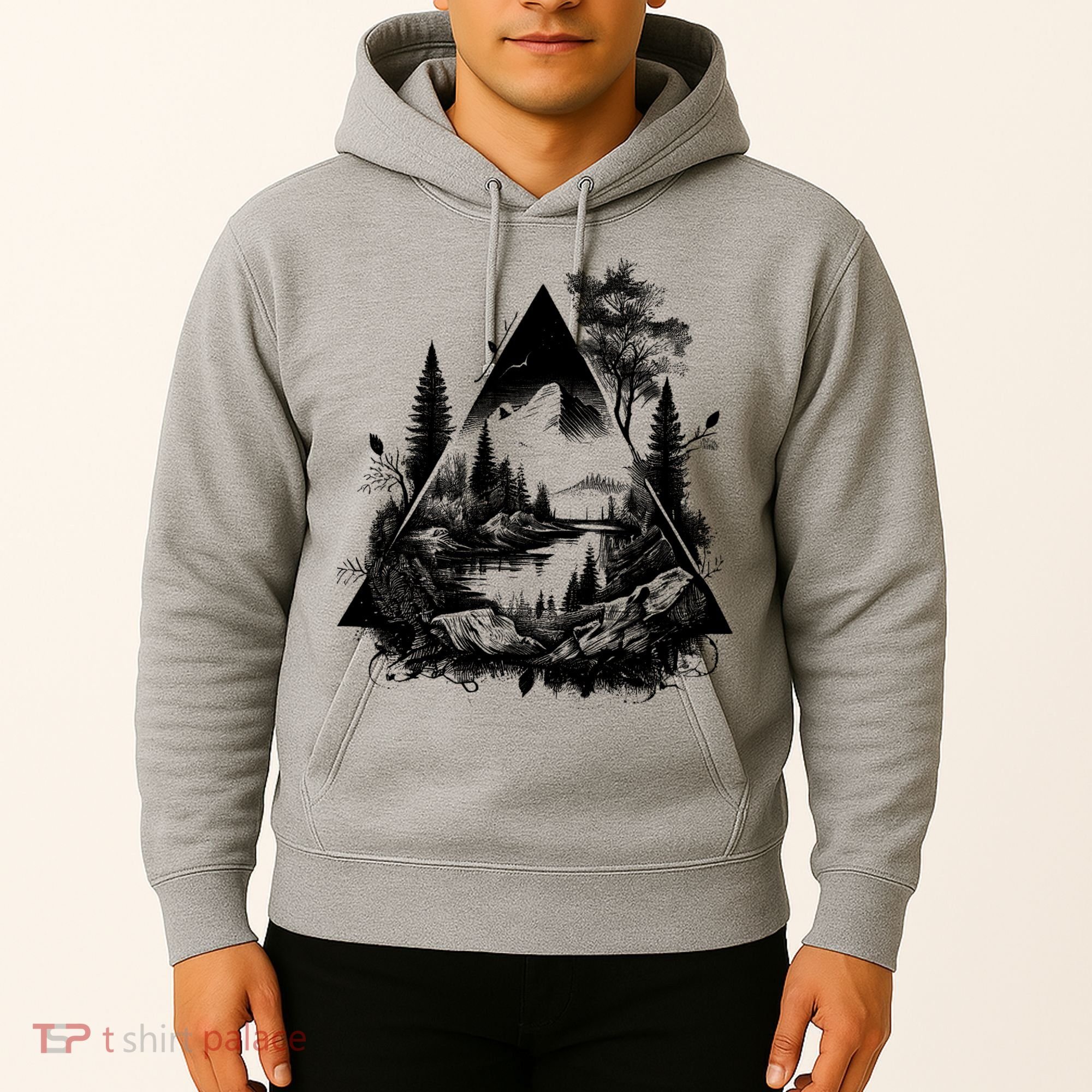 Mountain Landscape In A Triangle Hoodie