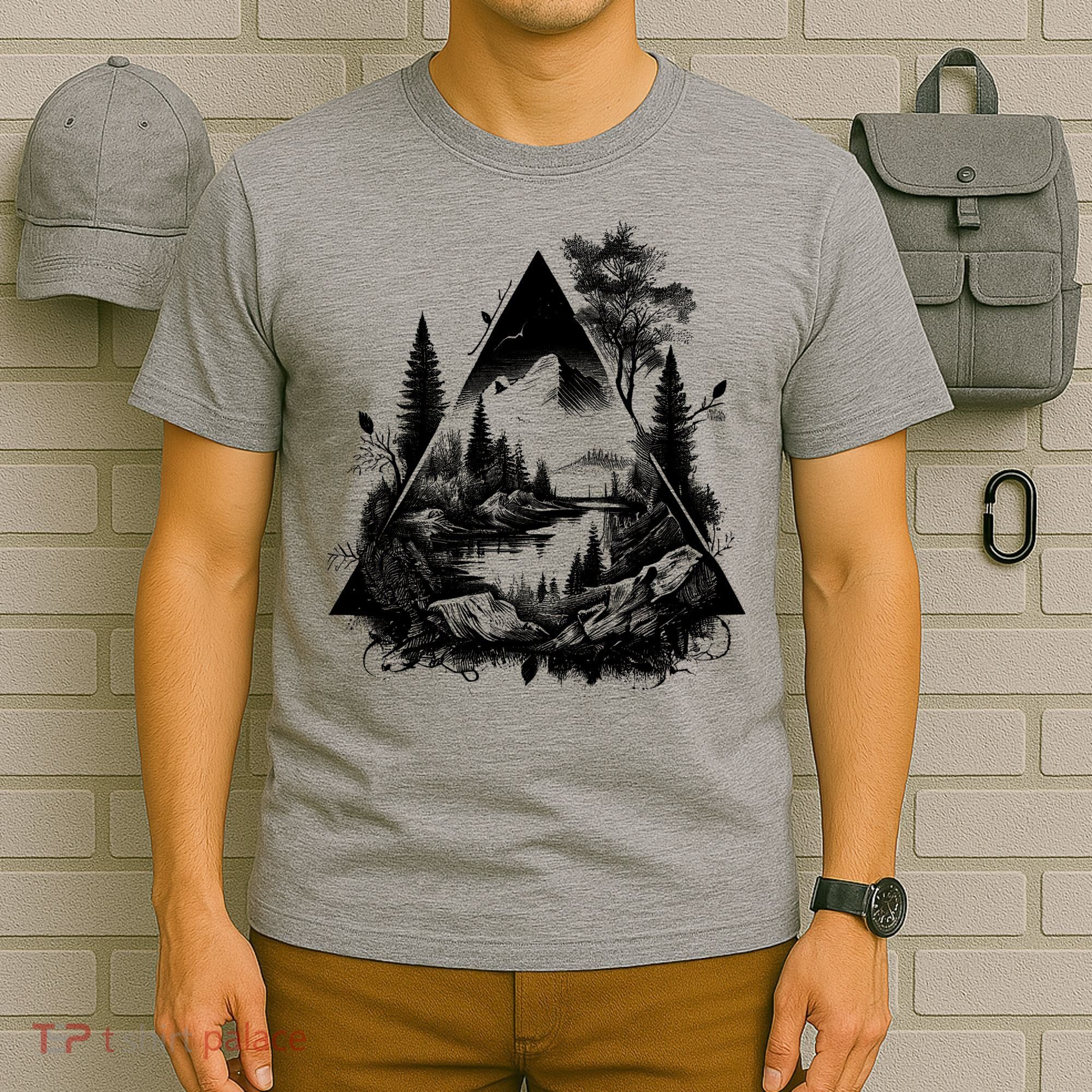 Mountain Landscape In A Triangle T-Shirt