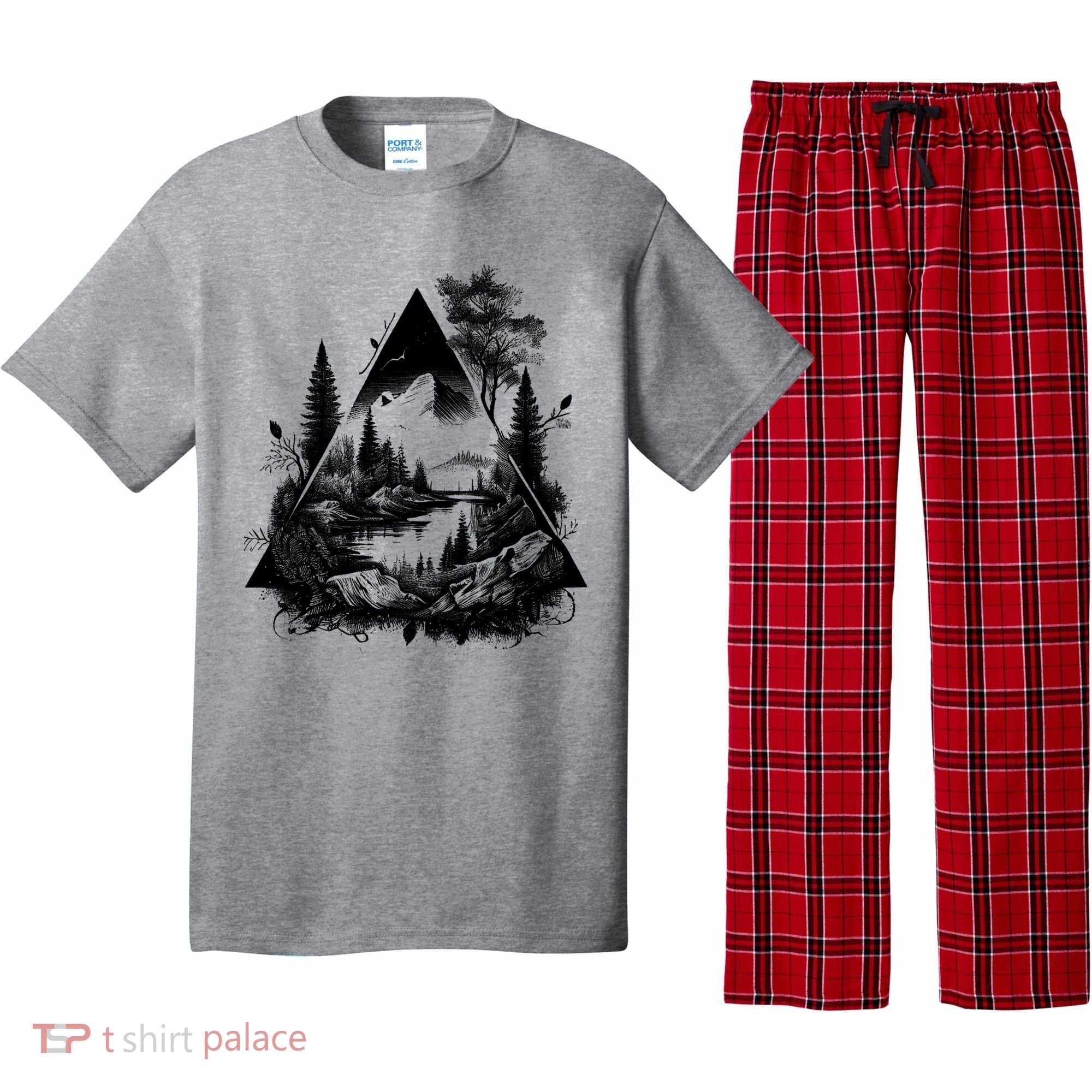 Mountain Landscape In A Triangle Pajama Set