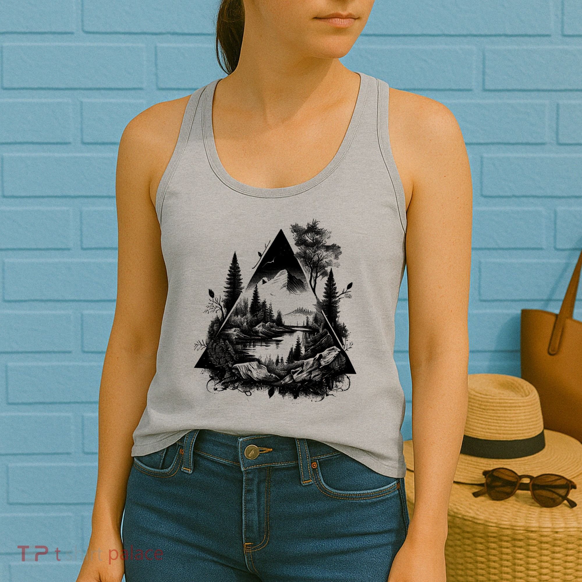Mountain Landscape In A Triangle Women's Tank Top