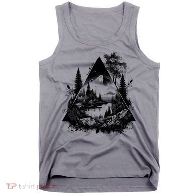 Mountain Landscape In A Triangle Tank Top