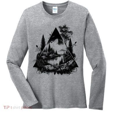 Mountain Landscape In A Triangle Women's Long Sleeve Shirt