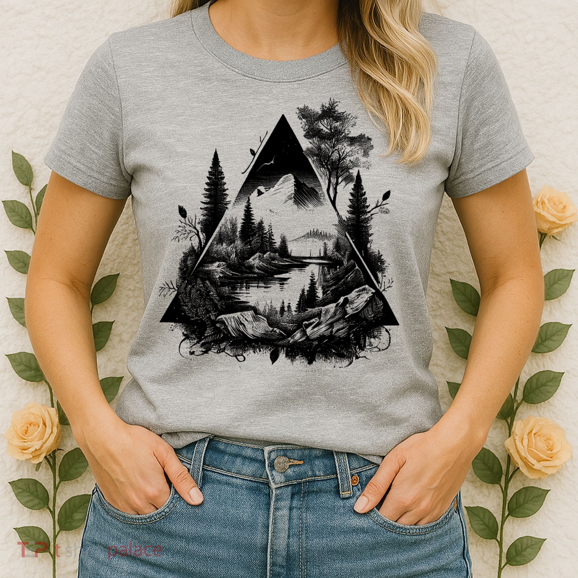 Mountain Landscape In A Triangle Women's T-Shirt