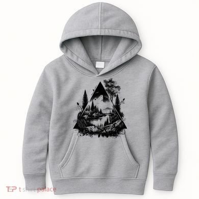 Mountain Landscape In A Triangle Kids Hoodie