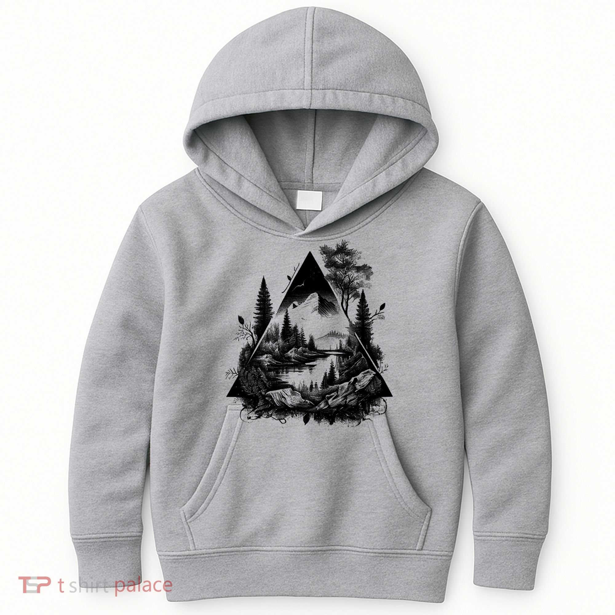 Mountain Landscape In A Triangle Kids Hoodie