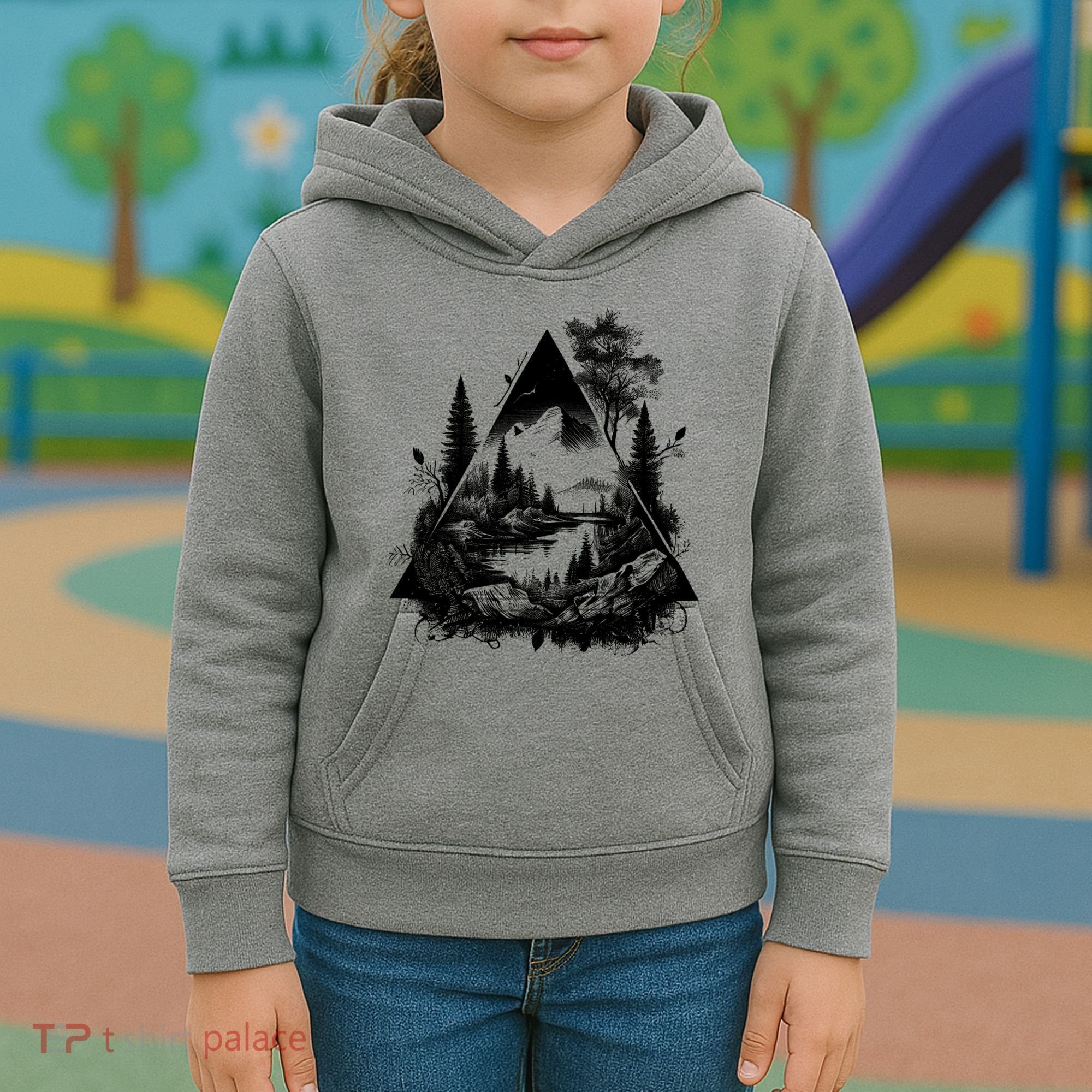 Mountain Landscape In A Triangle Kids Hoodie