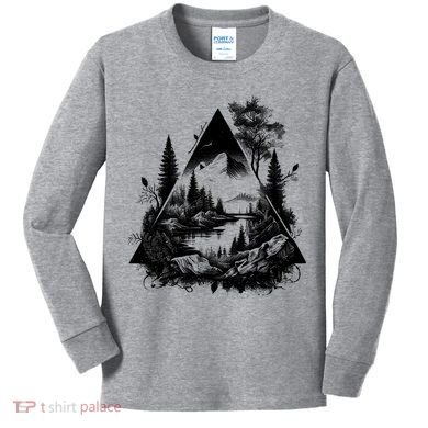 Mountain Landscape In A Triangle Kids Long Sleeve Shirt