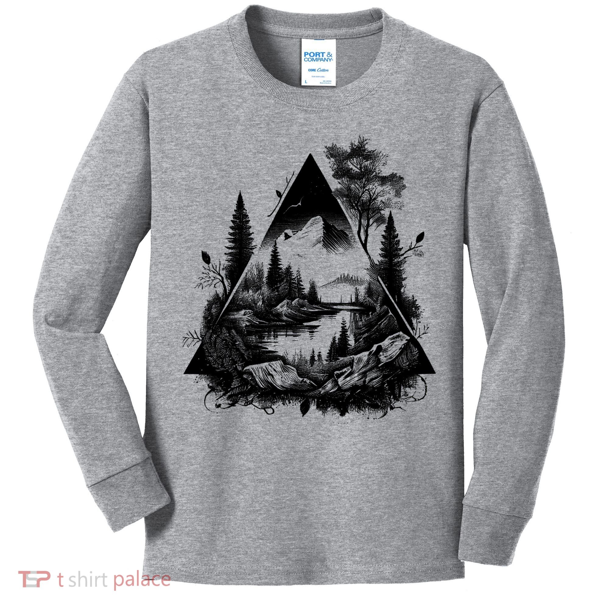 Mountain Landscape In A Triangle Kids Long Sleeve Shirt
