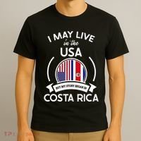 May Live In Usa But My Story Began In Costa Rica Flag T-Shirt thumb 3