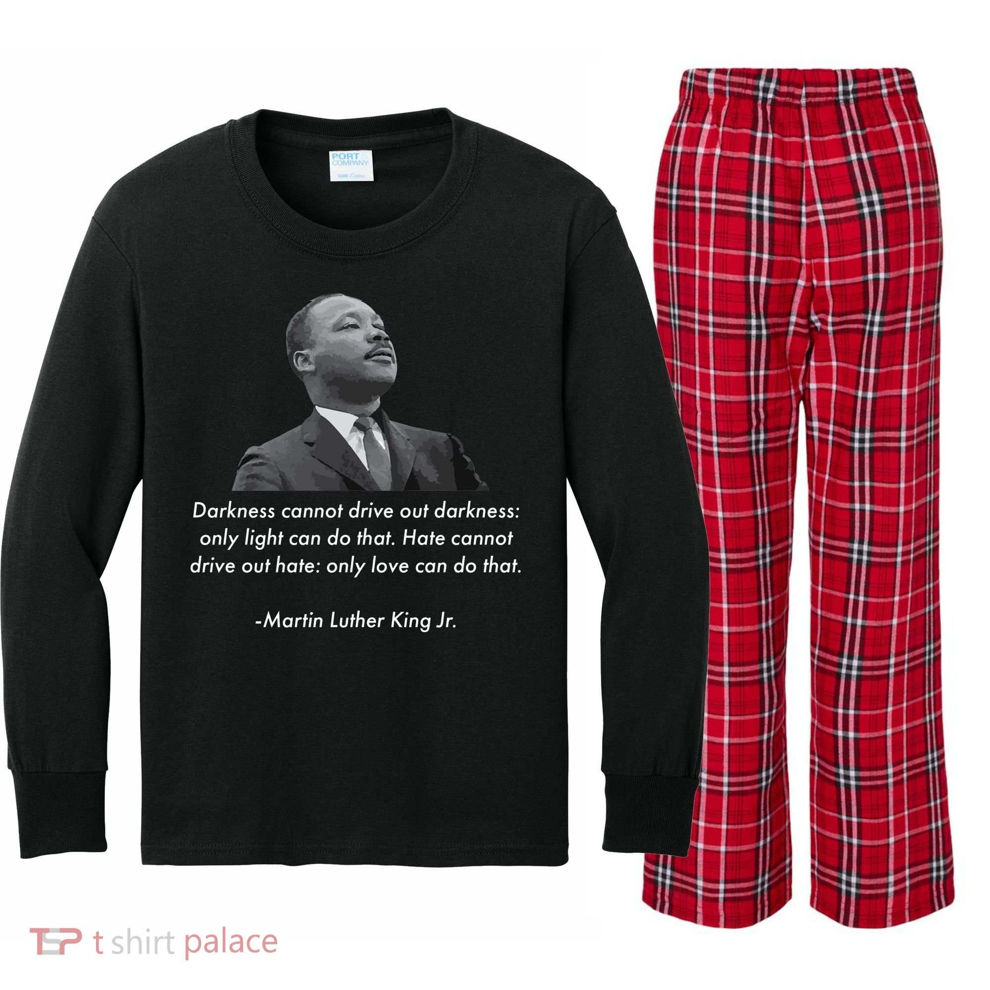 MLK Quote Martin Luther King Jr. Kids Long Sleeve Plaid Pajama Set