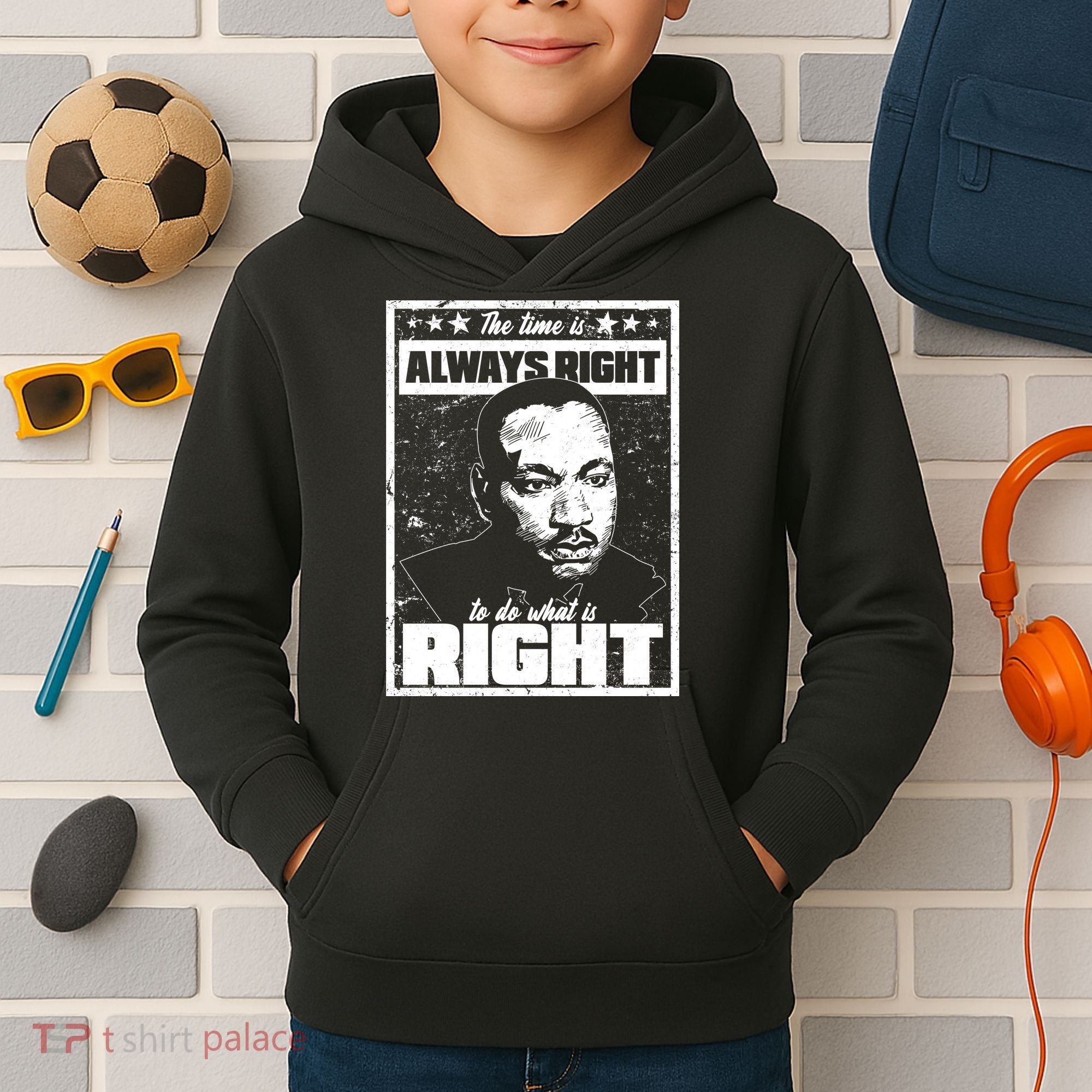 MLK The Time is Always Right to Do What is Right Kids Hoodie
