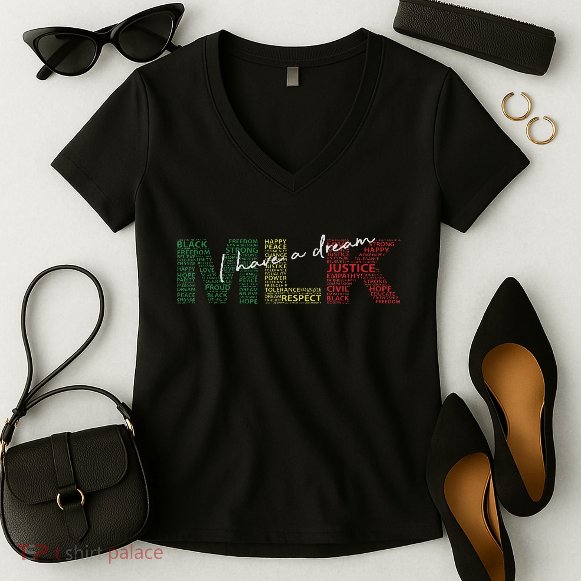Martin Luther King Jr Day I Have A Dream Black History Month Women's V-Neck T-Shirt