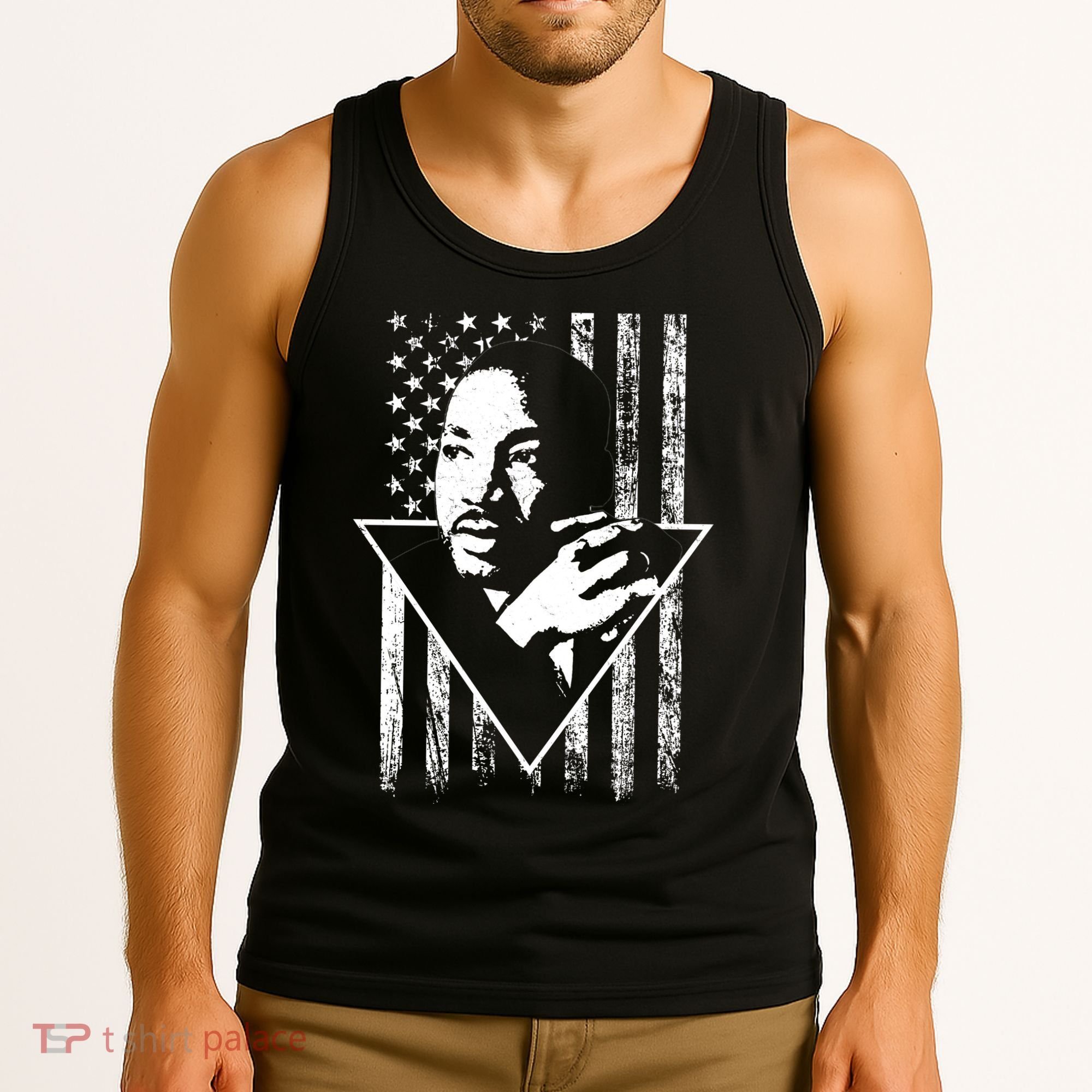 Martin Luther King Jr Distressed USA Flag Tank Top