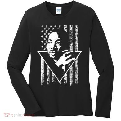 Martin Luther King Jr Distressed USA Flag Women's Long Sleeve Shirt