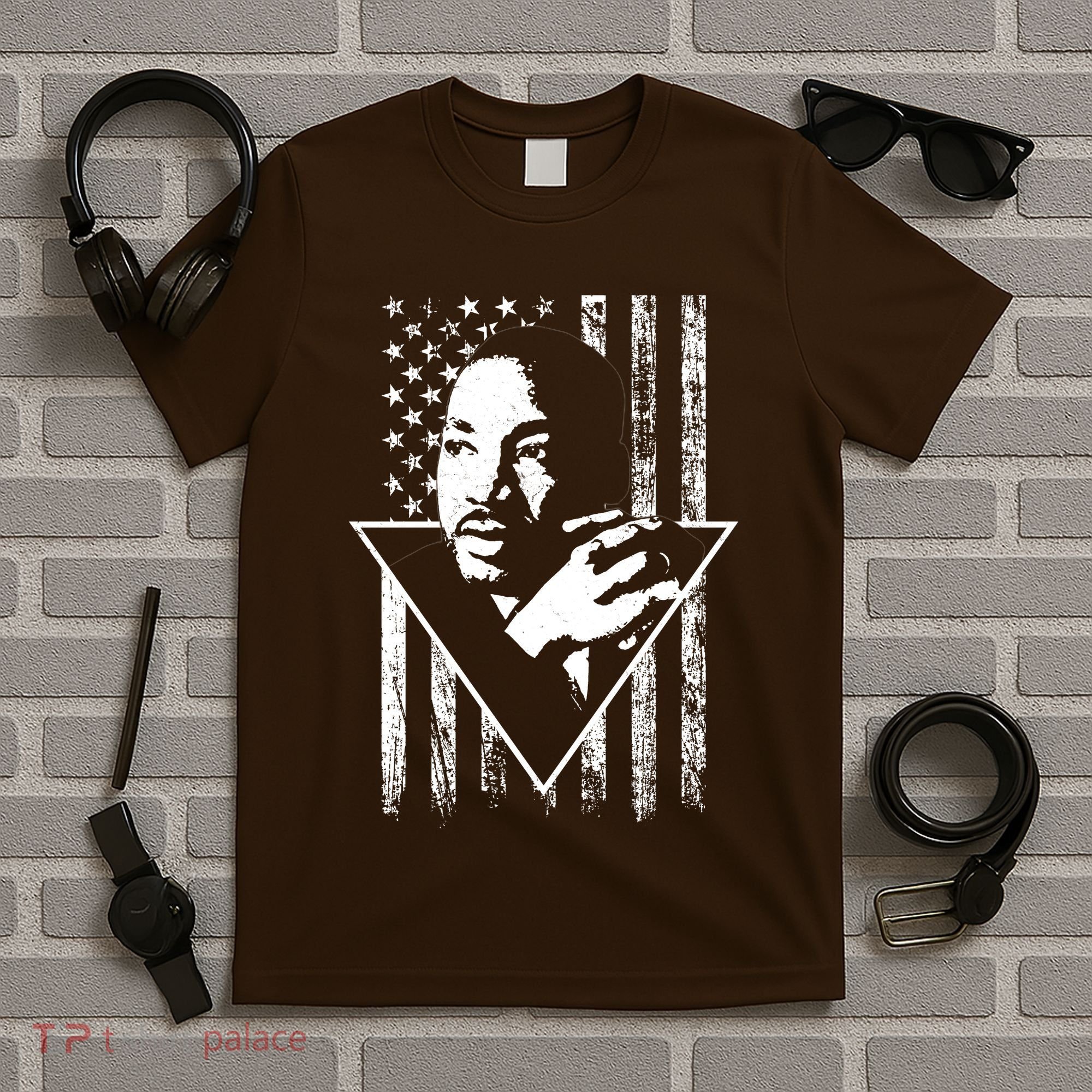 Martin Luther King Jr Distressed USA Flag T-Shirt