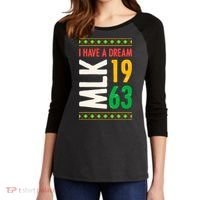 Martin Luther King Day Black History Mlk Day I Have A Dream Women's Tri-Blend 3/4-Sleeve Raglan Shirt thumb 2