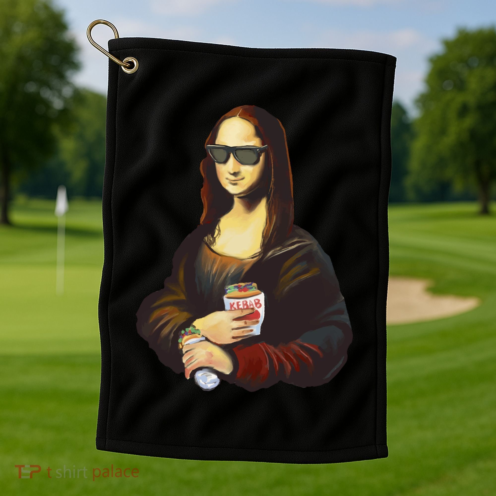 Mona Lisa Kebab Golf Towel